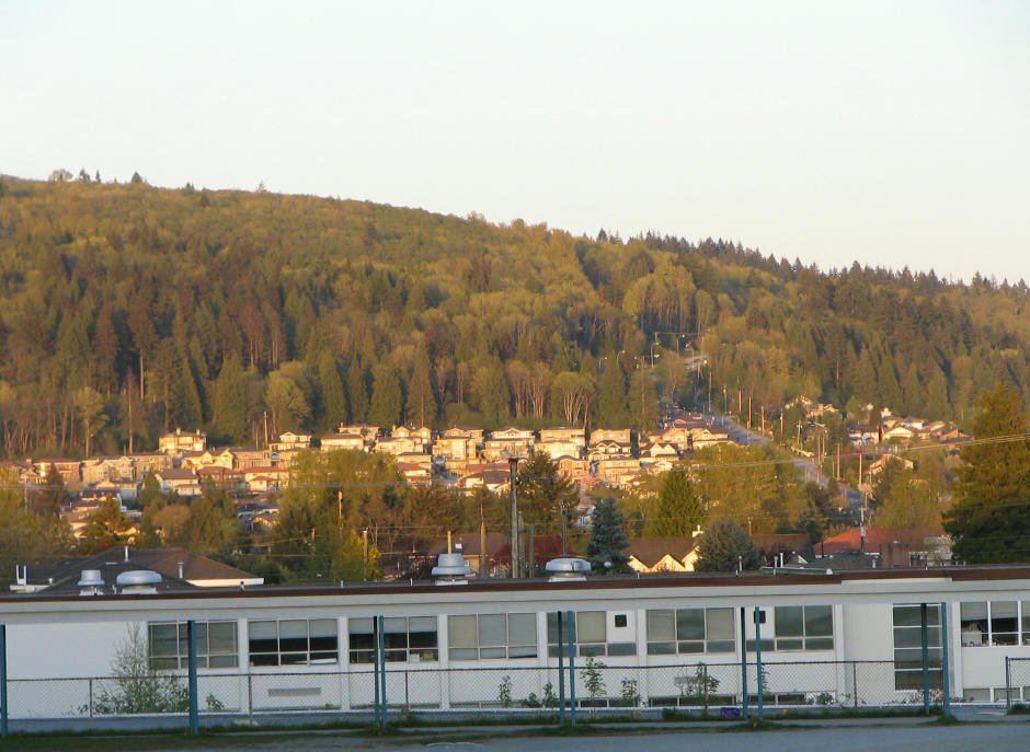 The western slope of Burnaby Mountain above Burrard Inlet
