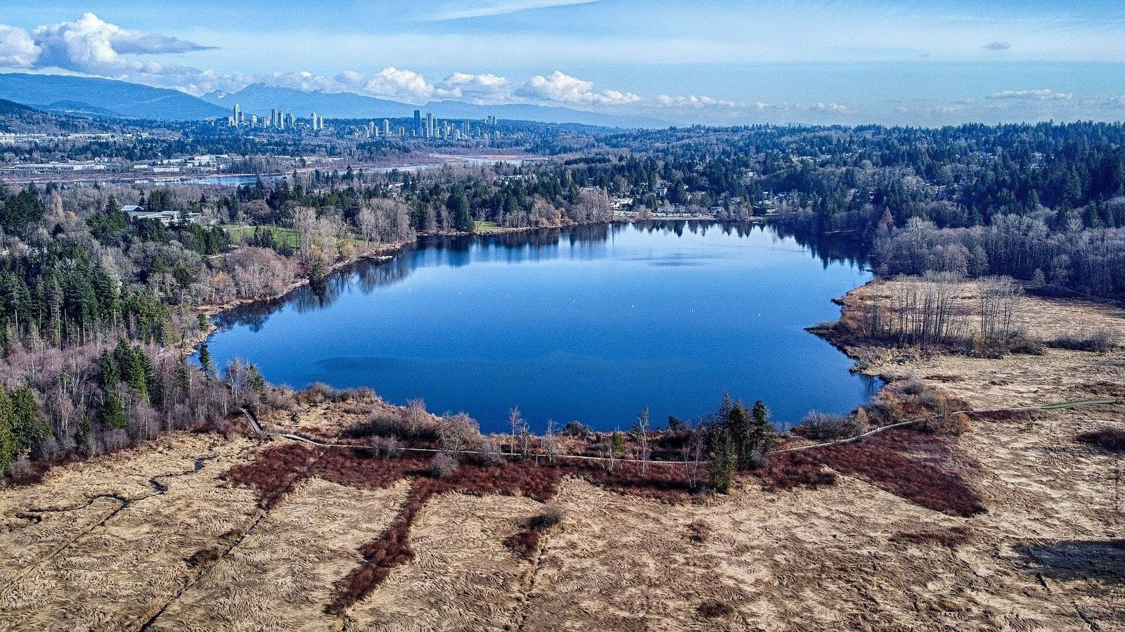 Aerial view of Deer Lake in Burnaby