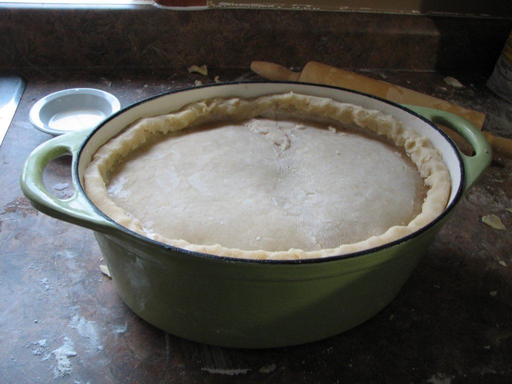 A tourtiere, the traditional French Canadian meat pie served at Festival du Bois